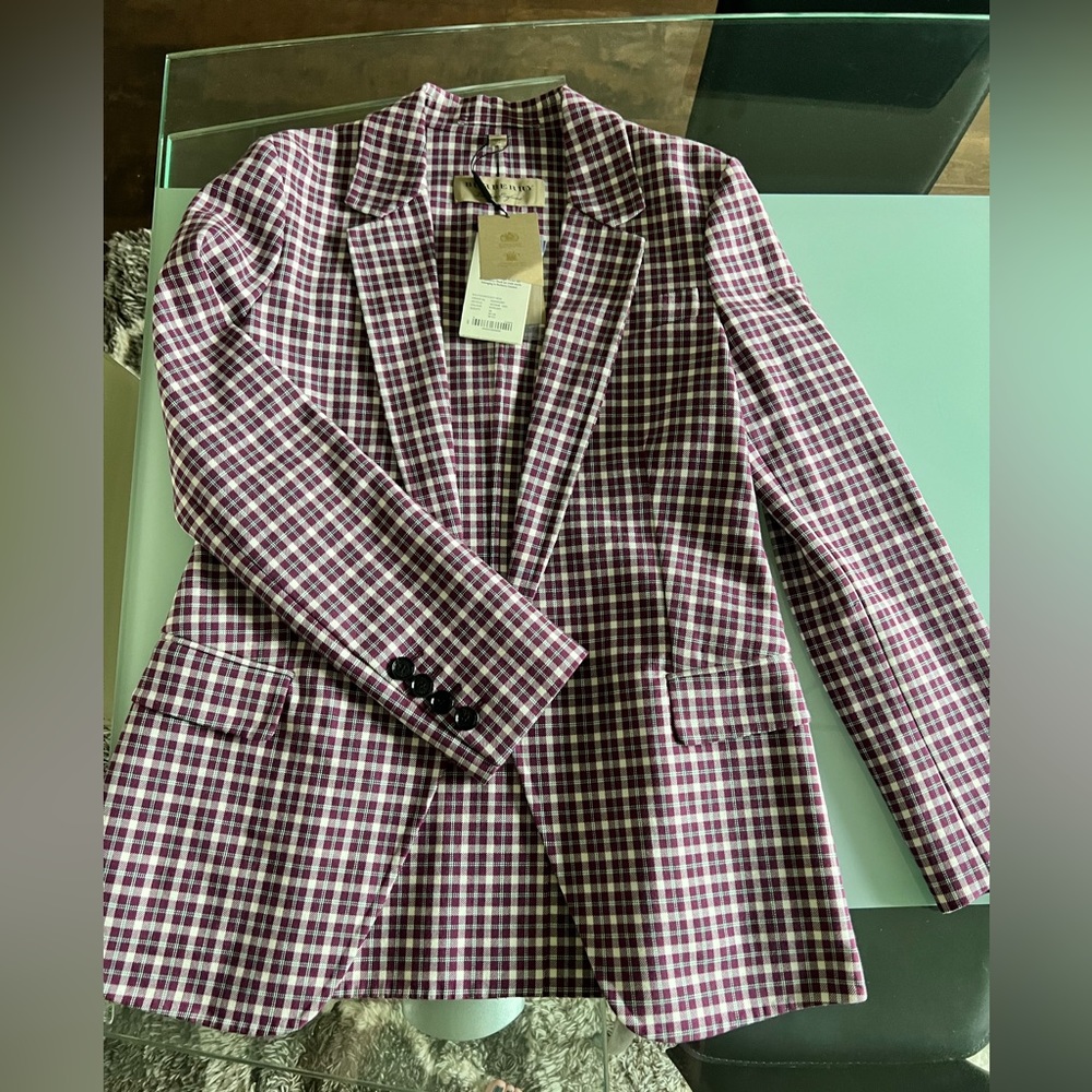 NWT Burberry Burgundy Blazer size 4 US - Picture 2 of 12